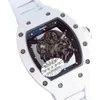 Роскошные мужские механики смотрят на наручные часы Рича Миллеса белая керамическая прямоугольная винная бочка персонализированная полная циферблата механические часы