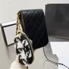 2022SS F/W Womens Classic Mini Flap Lock Lock Bags Phone Holder Bags Black Matelasse Matelasse Crossbody مع Tweed Coin Pocket 15x10cm