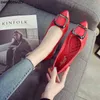 Sandaler svart lack läder casual skor för kvinna 2022 röda lägenheter kvinnor av hög kvalitet grå loafers koreanska kvinnor 220623