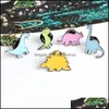 Pinos broches jóias estudante dos desenhos animados dinossauro série broche gota óleo bonito animal mochila cor emblema liga esmalte lapela pino para d225r