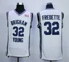 NCAA Brigham Young Cougars College Basketball 32 Jimmer Fredette Jerseys University Team Navy Blue Away White Brodery and Sewing Breattable For Sport Fans