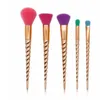 makeup brushes sets cosmetics 5 bright color rose gold Spiral shank unicorn screw tools W220420