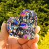 Arc-en-ciel Titane Aura Quartz Améthyste Druzy Cluster Coeur Cristal Artisanat Mystique Superbe Grappe de Roche Géode Spécimen Minéral Pierre pour Décoration Feng Shui