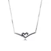 925 Sterling Silver Sparkling Wishbone Heart Collier Necklace Chain For Women Men Fit Pandora Style Necklaces Gift Jewelry 399273C01-45
