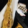 طراز مخصص 802 Tenor Saxophone B Flat Gold Lacquer BB Sax Professional Musical الآلة مع قفازات القفازات القصب على أدوات تنظيف وإكسسواراتها