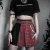 Y2K hajuku pläterad mini kjolar punk estetisk sexig svart högmånad tennis kjol för kvinnor gotiska kawaii fairy grunge 220317