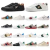 Men Women Casual Luxury Designer Shoes Leather Sneakers Ace Bee Snake Heart Strawberry Wave Mouth Tiger Web Print Stylish Trainers Green Red Esiw