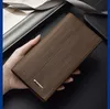 Кошельки для мужчин Long Vintage Wood Grain Ultra-Thin Style кожаный кошелек Много держателя карты карманные деньги деньги мешочки