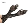 Vijf vingers handschoenen 1 paar dames sexy mesh visnet korte / lange stretchy floral bruid kant gotische steampunk fancy jurk wanten