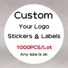 1000 PCS Custom Stickers Customize Label Personalized Packaging Labels Design Your Own 220607