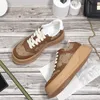 Lyxdesigner Kvinnor ankel skateboard sneakers skor tjock sulad mode kalvskinn tyg kudde känns avslappnad löpning campus låg häl storlek 34-45