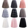 Harajuku Black Skirts Summer High Waist Anime Kawaii School Uniform Short Mini White Pink Plaid Pleated Skirt 220322