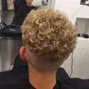 VLOOPED MENS TOUPEE BRUINE KLEUR 22 MM CURLY WEVE HAAR EENHEID 100% HUSHAAR Afrikaans Amerikaanse vervangingssysteem Haarstukje