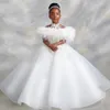 2022 White Luxurious Ball Gown Flower Girl Dresses Feather Tulle Lilttle Kids Birthday Pageant Weddding Gowns ZJ517