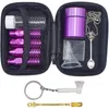 Cool Purple Smoking Multi-funzione Snuff Snorter Sniffer Pocket Kit Cucchiaio di vetro Stash Bottle Dry Herb Tabacco Jar Tip Portasigarette Zipper Bag DHL Free