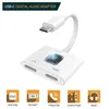 2 I 1 Dual Type-C DAC Jack Earphone Adapter för Samsung S20 Note10 Huawei Xiaomi LG USB-C Typ C till 3,5 mm Aux Audio Hörlurar Splitterladdningskonverterare med paket