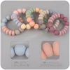 Baby Tanders Toys Creative Solid Color Silicone Flat Bead Teether Armband Spädbarn Fingrar Tränar Tandring Toys1162097