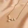 Chaînes élégantes de bonne qualité, pendentif en perles naturelles, collier en acier inoxydable, chaîne de charme de couleur or pour femmes 2022