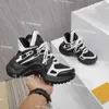 Paris fashion casual dad shoes block archlight genuine Leather sneakers arch sole mesh Black breathable Bow designer platform shoe Stylis