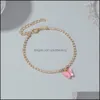 Anklets Jewelry 한국 패션 나비 모조 다이아몬드 수정 발 팔찌 Boho Beach Sweet Acrylic alklet for 여자 소녀 드롭 배달 2021