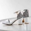 Sandals Luxury Summer Shoes Ladies Fashion Elegant Gold Silver Red Heels Party For Women Ankle Stracles 220427