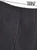 Traf Kobiety modne metalowe metalowe spodenki Tweed Shorts Vintage High Talle Side zamek błyskawiczny Krótkie spodnie Mujer 220630