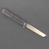 Nouveau R6255 Flipper Couteau pliant D2 Satin Tanto Point Blade Bleu TC4 Alliage de titane avec poignée en fibre de carbone Roulement à billes Couteaux à ouverture rapide Outils EDC