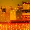 Strängar 2x2m 3x2m 1,5x1,5 m LED Net Mesh Fairy String Light Garland Window Curtain Christmas Wedding Party Lighted