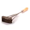 Custom Steel Mold Cake ing Stamp with Handle Wood Leather Hamberger Beef Printing Stamping Heating Craft Tool 220621