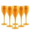 6pcs orange plastic Champagne Flutes Acrylic Party Wine Glasses 2205051117429