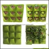 Planters Pots Garden Supplies Patio Lawn Home 9/18/36/64 Pockets Green Grow Bags Planter Vertical Vegetable Living Gardening Seedling Wal