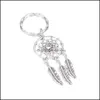 Charms sieraden bevindingen Componenten Mini Car Keyring Handgemaakte Dream Catcher Charm Home Decor Keychain Feather Keyhold DHN6D