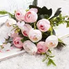 Dekoracyjne kwiaty wieńce 10heads mini sprężyste pionie jedwabne sztuczna herbata róża flores fleur sztuczne