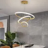 Lampy wiszące nowoczesne żyrandol LED do salonu jadalnia kuchnia sypialnia lampa domowa czarny złoty okrągły pierścień sufit wiszący światła
