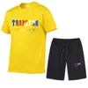 Спортивная одежда Модельер мужские спортивные костюмы Летняя рубашка 2024 TRAPSTAR Мужская брендовая футболка из двух частей с принтом Хлопковая футболка с коротким рукавом Шорты 53