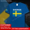 Schweden Sverige T-Shirt Custom Jersey Fans DIY Name Nummer Marke T-Shirt High Street Fashion Hip Hop Lose Casual T-Shirt 220616