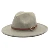 Flower Grey Wool Top Hat Men and Women Fedora Hat Flat Brim Broadbrimmed Hat Su Li Wool Cap299K5923344