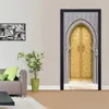 2 teile/satz Muslimische Große Moschee von Mekka Tür Aufkleber Home Decor Kunst Wandbild Wohnzimmer Veranda Wand Aufkleber Peel Aufkleber Tapete 220504