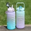 Portable 99p 2L Water Bottle Large Half Gallon/64oz Sports Motivational drinking Bottle with Time Marker & Straw