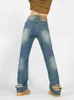 Bottom of Pant perna Jeans Ripped Jeans Summer Summer Novo estilo Retro Street Lose e Fin Neutro Neutro Straight calça jeans fêmea T220728