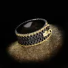 Cluster Rings Vintage Exaggerated Jewelry Women's Kyanite Color Retro Black Gold Filled Cocktail Party RingsCluster