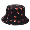 Fruit Print Bucket Hat Double Sided Casual Cap Solid Color Outdoor Sun Hat Wide Brim Hats