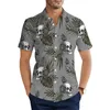 Męskie koszulki męskie hawajskie koszulę kwitnąca róża czaszka 3D graficzna graficzna letnia krótkie rękawie w szyku w szyku singiel