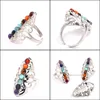 Klusterringar Reki Seven Chakra Ring Crystal Quartz Healing Point Stone Charms ￖppning f￶r kvinnor M￤n sl￤pp leverans 2021 Juvel Yydhome Dhzje
