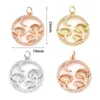 Pendant Necklaces Copper Micro Pave Charms Multicolor Round Mushroom Hollow Cubic Zirconia Metal Pendants DIY Necklace Jewelry Gifts 25mmx19