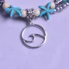 S2919 Fashion Jewelry Vintage Turtle Starfish Shell Pendant Charms Beach Anklet Beads Double Layer Beaded Anklets