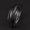 S3143 Europe Fashion Jewelry Retro Men's Leather Bracelets Rope Woven Magnetic Buckle PU Leather Bracelet