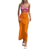 Women's Swimwear Women Hollow Out Long Dress Cover-Ups Bodycon Backless Maxi V Neck Spaghetti Twist Front Contrast Color BeachwearWomen's