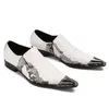 Mode bout pointu blanc hommes chaussures en cuir véritable fête de mariage hommes chaussures habillées affaires formelles hommes chaussures