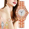 Mujeres de pulsera Women Luxury Dinestone Bracelet Watches Vestido de cuarzo impermeable de acero inoxidable Relogio Relogio Femininowristwatches